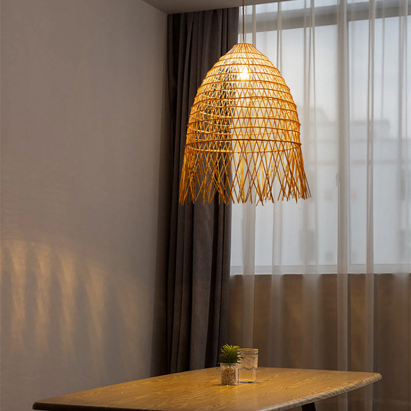Handwoven Rattan Vertical Pendant Light
